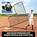 Anova L Screen Baseball Net for Batting and Pitching with 2 Basic Baseballs and Carry Bag Included, Baseball & Softball Screen, 7x7ft with Wheels Pitching Net, Black