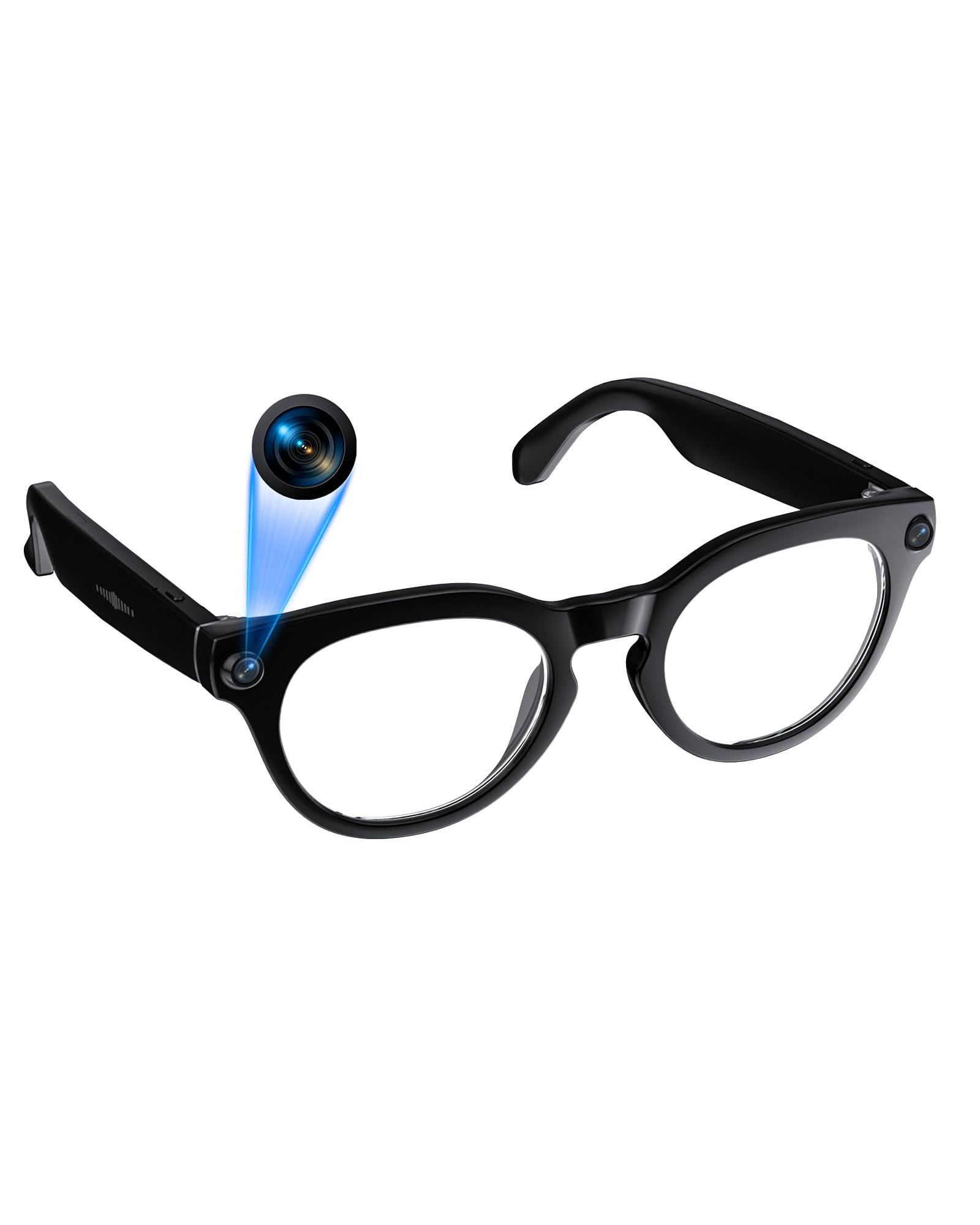AI Smart Glasses with 8MP Camera Continuous 12-Min 1200P Video Recording Real-Time Translation Voice Assistant Open-Ear Bluetooth Audio