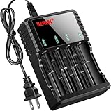 18650 Battery Charger Universal Smart Charger with LED Indicator for 3.7V Li-ion 26650 18500 16650 14500 Rechargeable Batteries (No Battery) (4 Slot Charger)