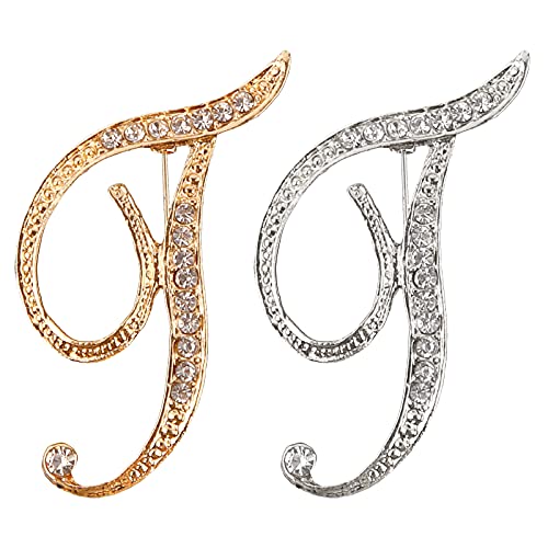 Image of Letter Brooch Pins, Alloy Lapel Pin Gold and Silver for Women, Girls, Men
