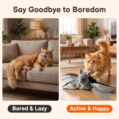 Image of Interactive Chirping Bat Toy, Flapping Wings Sound Toy for Indoor Play | Realistic Flapping Bat, Chirping Sound Play, Interactive Exercise Toy, Active Indoor Fun Design, Ground Play, Hanging Play