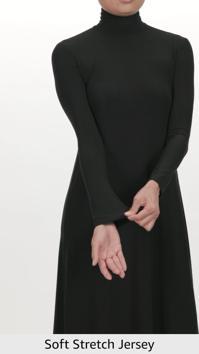 Norma Kamali Women's Long Sleeve Turtle Long Swing Dress, BLACK