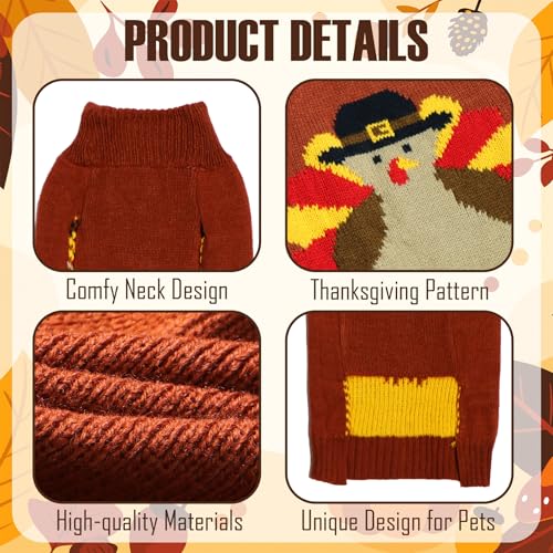 PAYHTOW Thanksgiving Dog Sweater, Knitted Dog Thanksgiving Fall Holiday Sweaters Outfit Clothes for Small Medium Large Dogs Pets (Turkey, Large) by PAYHTOW - Image 3
