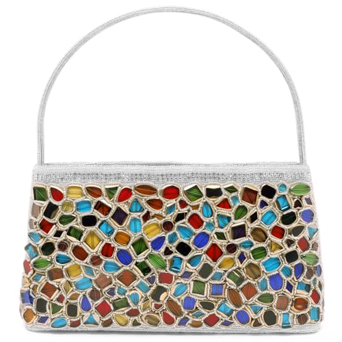 Image of Peora Malti Color Clutch Purses for Women Handmade Evening Handbags Bridal Clutch