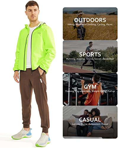 Purltoan Jogging Sweatpants For Men Lightweight Quick Dry Athletic Pants With Zip Pockets Tapered Hiking Running Exercise Sports Pant Brown M #TOP4