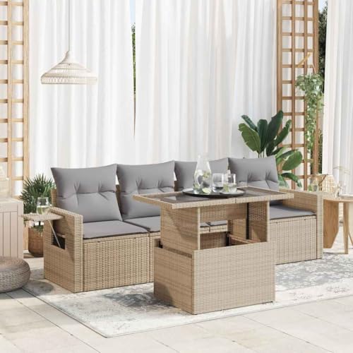 IKAYAA Rattan Gartenmöbel Set mit stauraum Gartenlounge Outdoor mit...