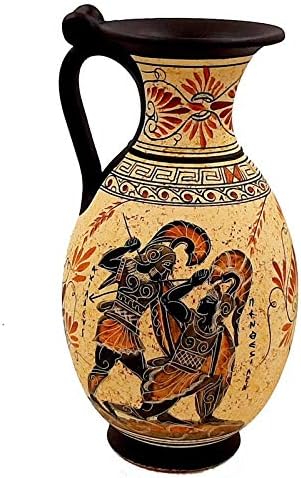 Greek Vase Jar,Oinochoe 26cm,Showing Achilles killing Penthesilea