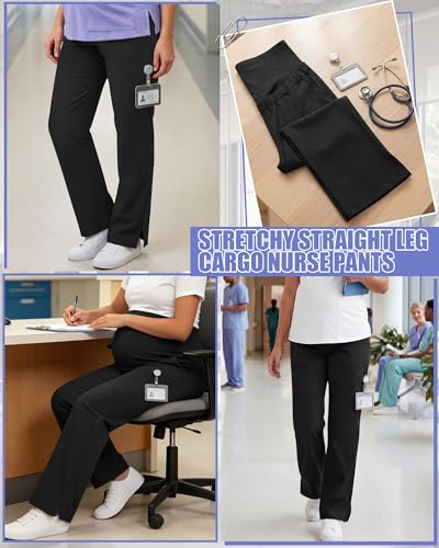 Image of 2 Pack Womens Maternity Pants Scrub with 6 Pockets