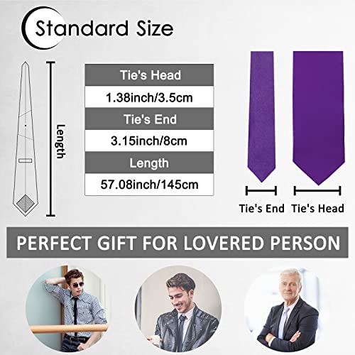 Image of Luckyvestir Mens Tie Solid Satin Neck Ties 3.15'' Formal Necktie for Wedding Business Christmas Father's Valentine's Day Gift