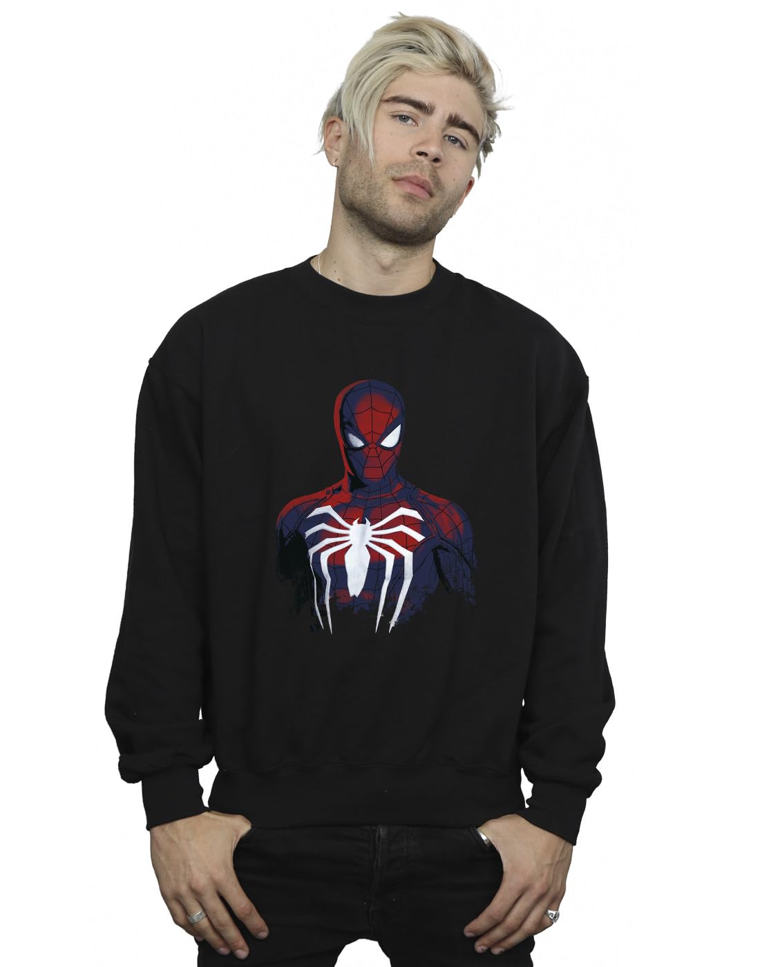 Absolute Cult Men's Black Marvel Spider-Man Shadow Sweatshirt Medium