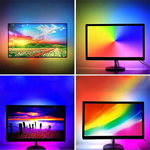 HNQH Faixa de luzes RGB com 60 LEDs, luz de fundo regulável para TV, luzes de LED para exibição de c