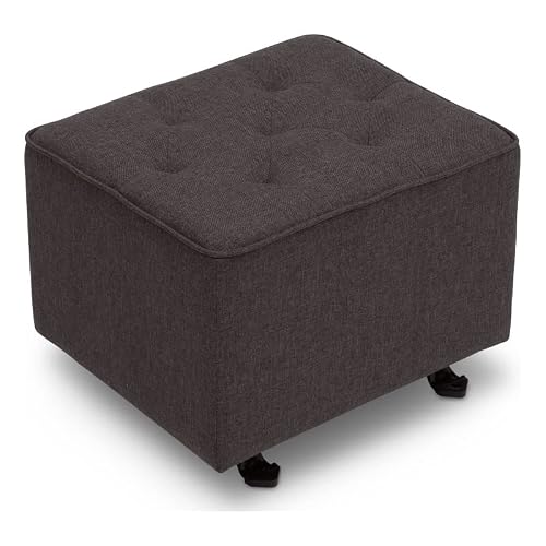 Pemberly Row Diamond Tufted Nursery Fabric Gliding Ottoman In Charcoal #TOP14