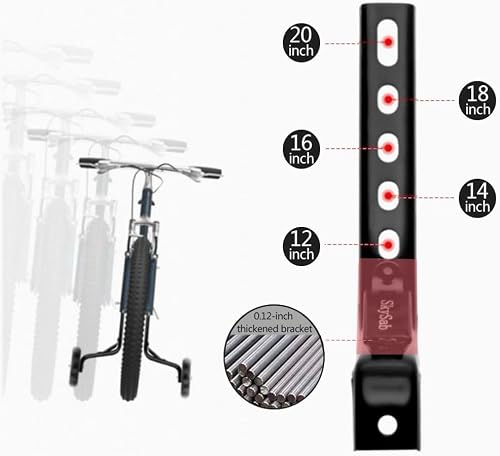 Nakazawa 2 pcs Wider Bike Training Wheels Flash Silent for 12-20 inch Bicycles, Sturdy and Adjustable, Training Wheels For Kids Bike (Black)