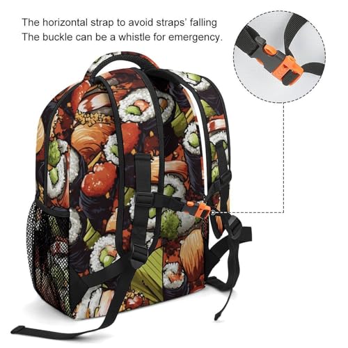 Japanese Sushi Rolls Unisex Backpack Casual Daypacks Lightweight Shoulders Bag for Camping Hiking Travel3