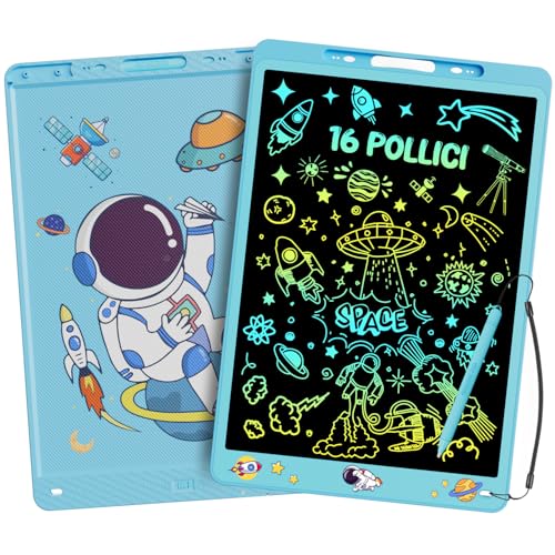 16 Pollici Tavoletta Grafica LCD Scrittura, Electight Tavoletta Grafica Lavagna Portatile da Disegno con Penna, Giocattoli Educativi, per Studenti Famiglia Ufficio, Bambini 3 4 5 6 7 8 Anni (Blu)