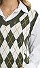 Lailezou Women's V Neck Knit Sweater Vest Argyle P... #3