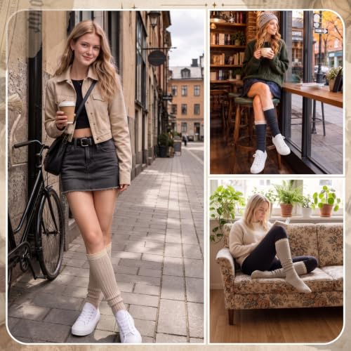 Image of Syhood Cotton Women thigh high socks with Lace Trim over the knee High Socks Boutique Lace Tall Boot Stockings for Women
