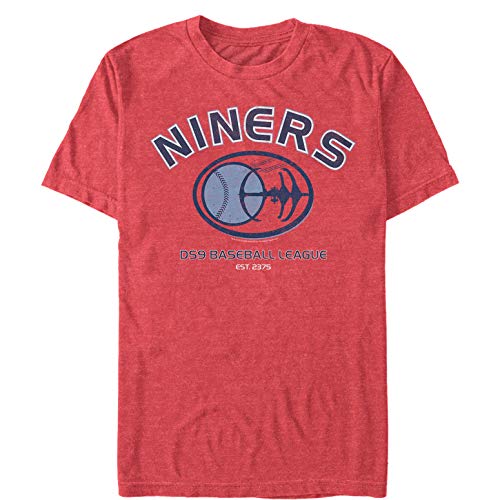 Men's Star Trek: Deep Space Nine Niners DS9 Baseball League T-Shirt - Red Heather - Large