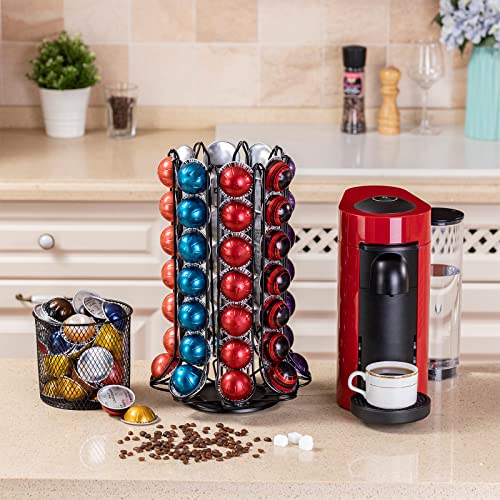 Zcdcp Nespresso Pod Holder, Vertuo Pod Holder Carousel Stand Storage With 360 Degree, Black Coffee Pod Holder Organizer For Nespresso Vertuo, 80 Pods #TOP4