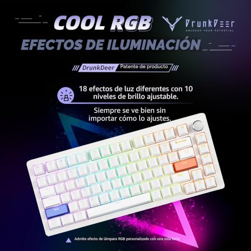 Teclado compacto 82 teclas con perilla DrunkDeer A75 para optimizar espacio en escritorios gaming 2