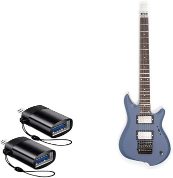 BoxWave Cable Compatible with Jamstik Studio MIDI Guitar - USB-C to A PortChanger 2-Pack, USB Type-C OTG USB Portable Keychain - Slate Black