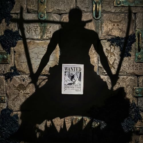 Image of Mini Roronoa Zoro Anime Shadow Lamp | One Piece Wanted Wall Light | LED Anime Wall Decor, Character Shadow Projection Lamp | Otaku Room Bedroom Decor