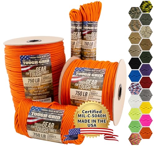 Image of TOUGH-GRID 750 Paracord, 100% Nylon, Made in USA, Type IV Mil-Spec Cord