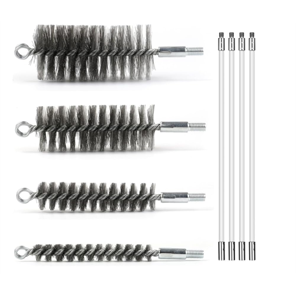 Comphic Flexible Rod Wire Brush Set(50 in), Stainless Steel Bristle Pipe Cleaner for Auto Parts, Bottles, Tubes