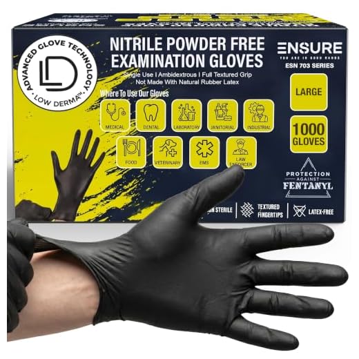 Ensure 7 Mil Black Nitrile Gloves - Large Size