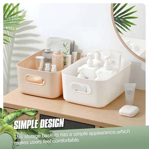 Vivikivi 6 Stück Aufbewahrungsbox Kunststoff, Aufbewahrungsboxen mit Griffen, 6 Farben 3 Größen Aufbewahrungskorb Ordnungsbox für Regale,Schubladen,Büro,Bad,Spielzeug,Küche