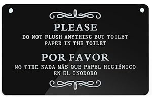 Don't Throw Paper in Toilet Sign, Bathroom Sign (Black)