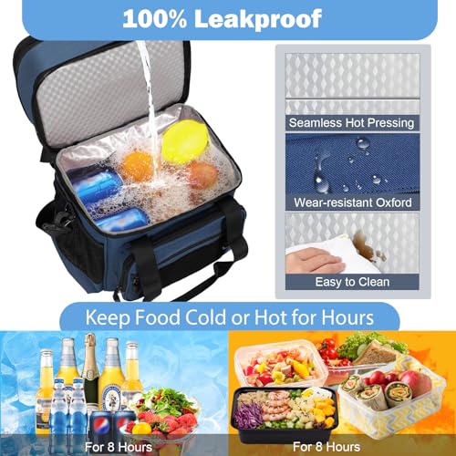 GLENKEY Tactical Lunch Box Cooler Bag - Expandable Insulated Lunch Bag for Men Women - XLarge Lunchbox for Adults Work Shifts Outdoor Trips Blue 22L by GLENKEY - Image 6