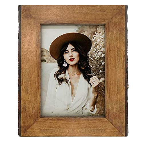 Ikeree 2 Pcs Sets 4X6 And 6X8 Inch Picture Frames With Natural Bark Edges,Rustic Brown Wood Photo Frame For Tabletop Or Wall Mounting Display #TOP2