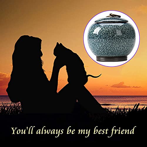 Uziqueif Urnen für Haustiere, für Asche, Katze/Hunde, Andenken an Asche, Andenken an Asche, Andenken an Hundeasche aus Keramik, personalisierbar, Dekoration zu Hause, Küche, Garten, Büro, Blau