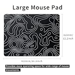 Glass Mouse Pad for Gaming, Black Topographic Hard Gaming Mousepad, Professional Large Mouse Mat 410mm*310mm, Special Glass Surface with Improved Precision and Speed - Image 2