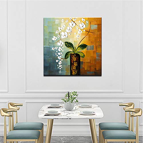 Peinture à l'huile de fleurs fait main grand tableau de salon de prestige