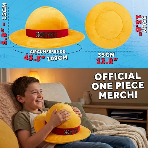 Image of Get Trend One Piece Plush Cushion Pillow, Soft Plush Throw Pillow Cute Fluffy Cushion Anime Decor Cuddle Plushies, Gifts for Teens, Women (Yellow One Piece, L13.8 x W13.8)