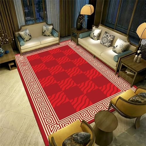 Tapis de passage lavable en machine 200x250 moderne rouge - 2
