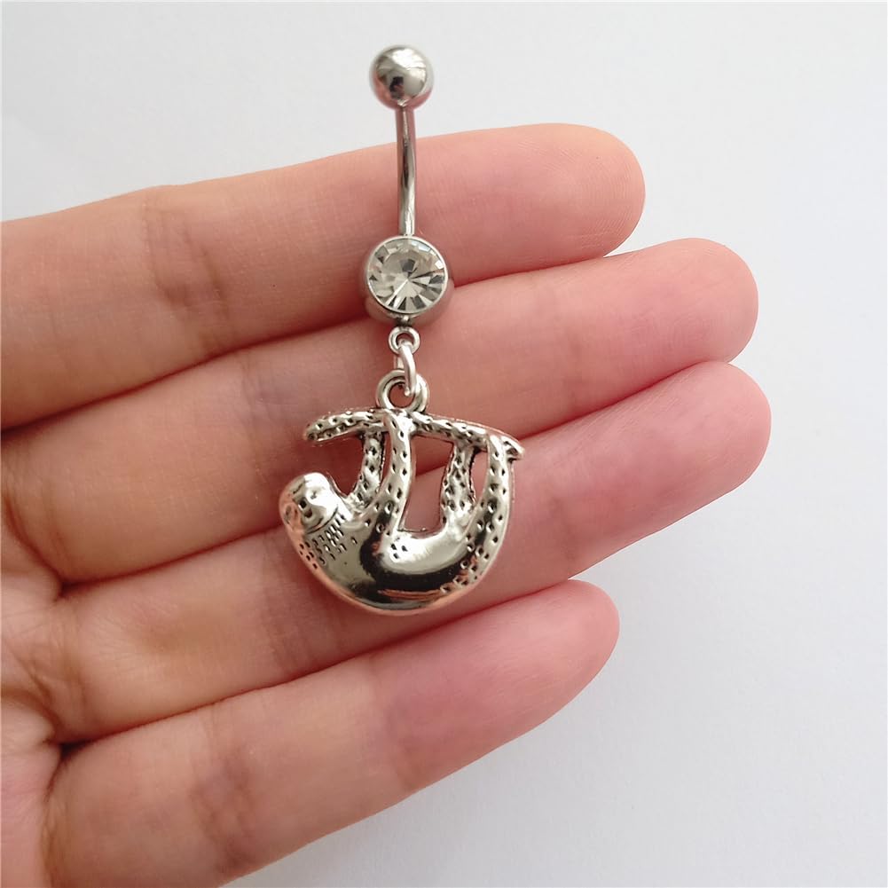 Cute 3D Sloth Belly Button Ring, Original Piercing Body Jewelry