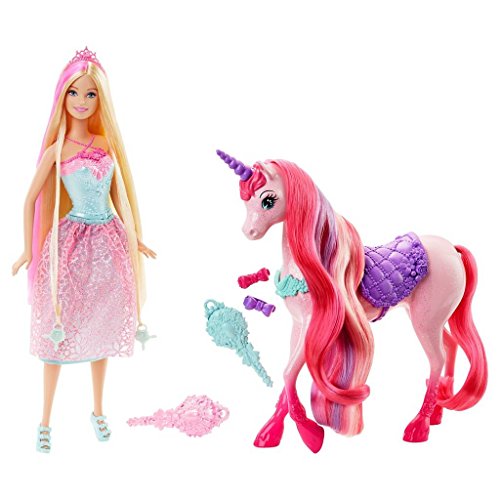 Barbie Endless Hair Kingdom, Pink Princess Doll and Unicorn
