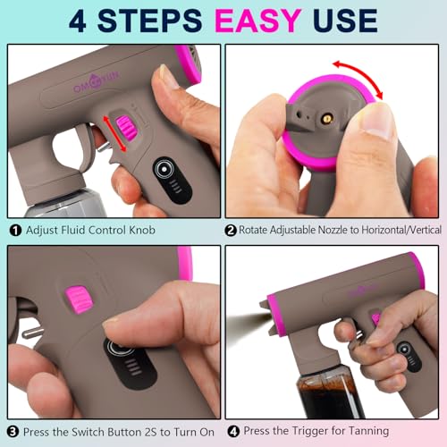 Image of Portable Spray Tan Machine Cordless Strong Spray Level Even Atomization-Adjustable Spray Pattern(Vertical /Horizontal)-USB Charge Handheld Spray Tan Gun For Travel Salon Beach Home Mobile Use Dark Grey