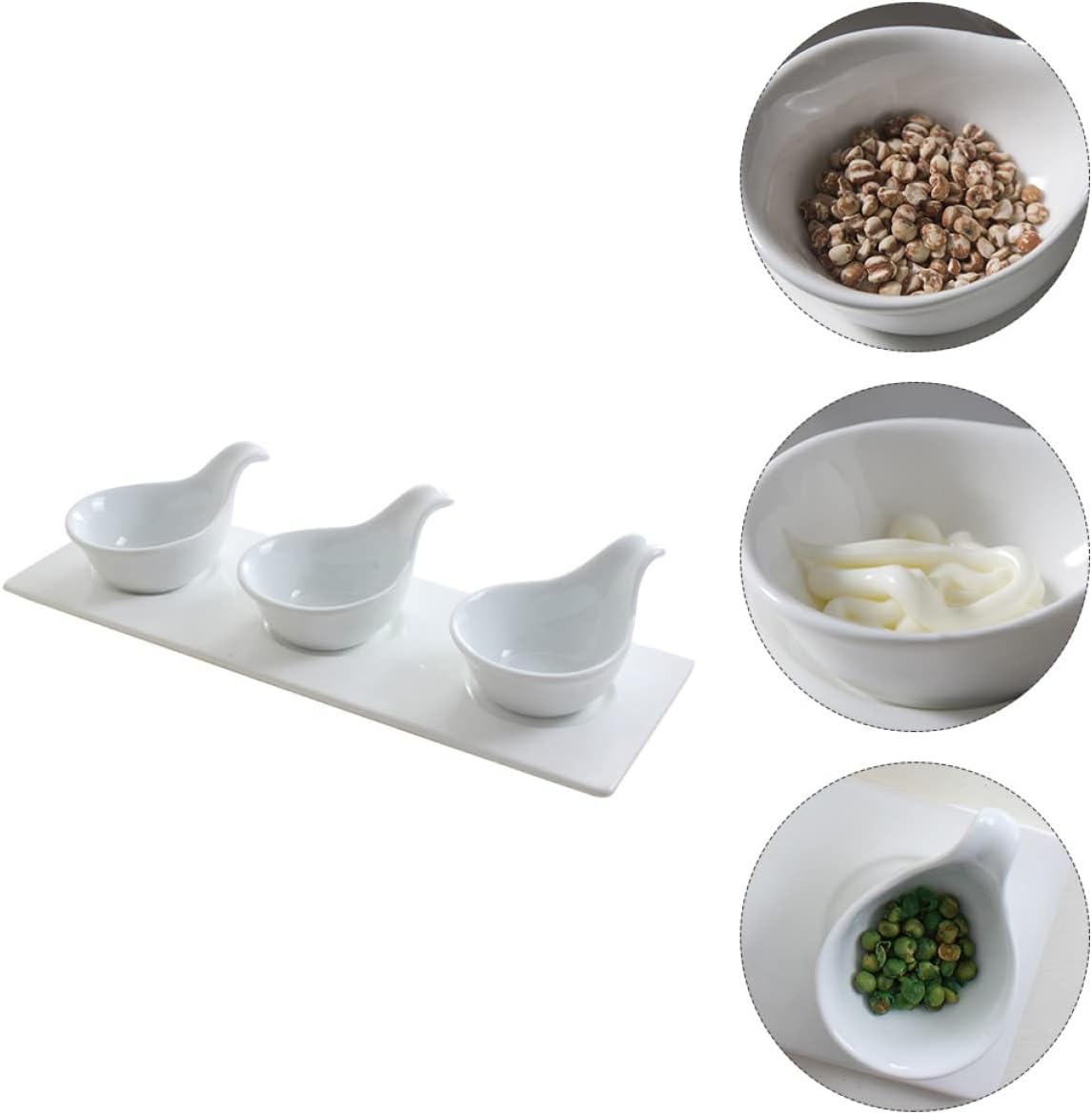 Luxshiny Ceramic Sauce Dish Set Handle 4-Piece Condiment Plates for Dipping Sauces for Appetizers and Sushi Serving Kitchen Culinary Supplies