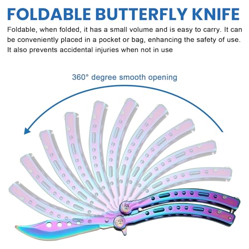 Sporgo 3 Stück Butterfly Messer: Biegen Butterfly Trainer Ungeschärfte Klinge Übungs Butterfly Kamm, Edelstahl Butterfly Knife Trainer für Trainingsmesser Anfänger übt Flipping-Tricks