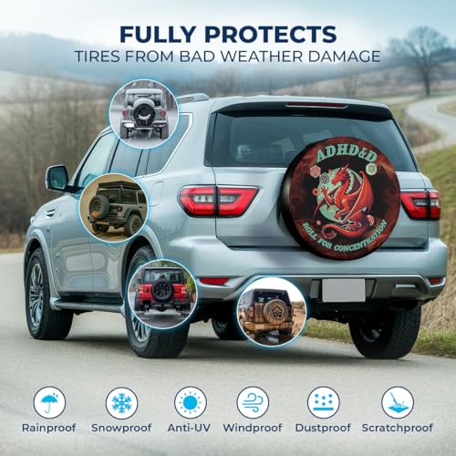 Image of GENANY Dragon Father's Day PVC Spare Tire Cover for RV Trailer, Waterproof, No Camera Hole, Size 18 Fits 33-35 Inch