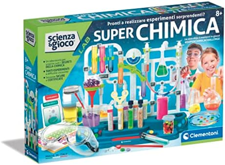 Clementoni Lab-Super Laboratorio, Chimica per Bambini, Esperimenti di Scienza, Gioco Scientifico 8 Anni (Versione in Italiano) -Made in Italy, 19313