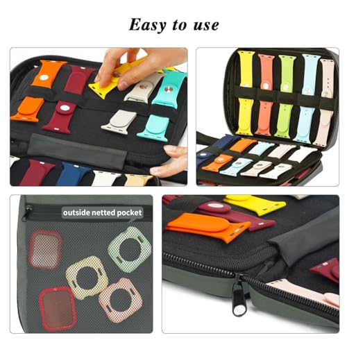 Image of 20 Watch Bands Storage Carrying Case Compatible with Watches,Expandable Watch Band Holder Stores 20 Watch Bands Fit for Most Sizes of Watch Straps,Organizer for Watch Bands, Bag Only(Dark Grey)