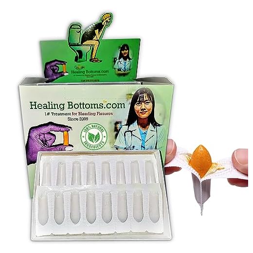 Healing Bottoms Anal Fissure Suppository | Expert Formulation for Rectal Bleeding Due to Anus Fissure, Hemorrhoids, Diarrhea, & Constipation | Made with Natural Curcumin & Turmeric Extract | 16ct