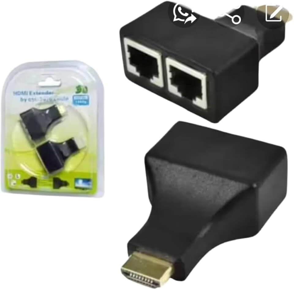 Extensor HDMI via Cabo de Rede RJ45, até 30m, Modelo KP-AD100, Cor Preta