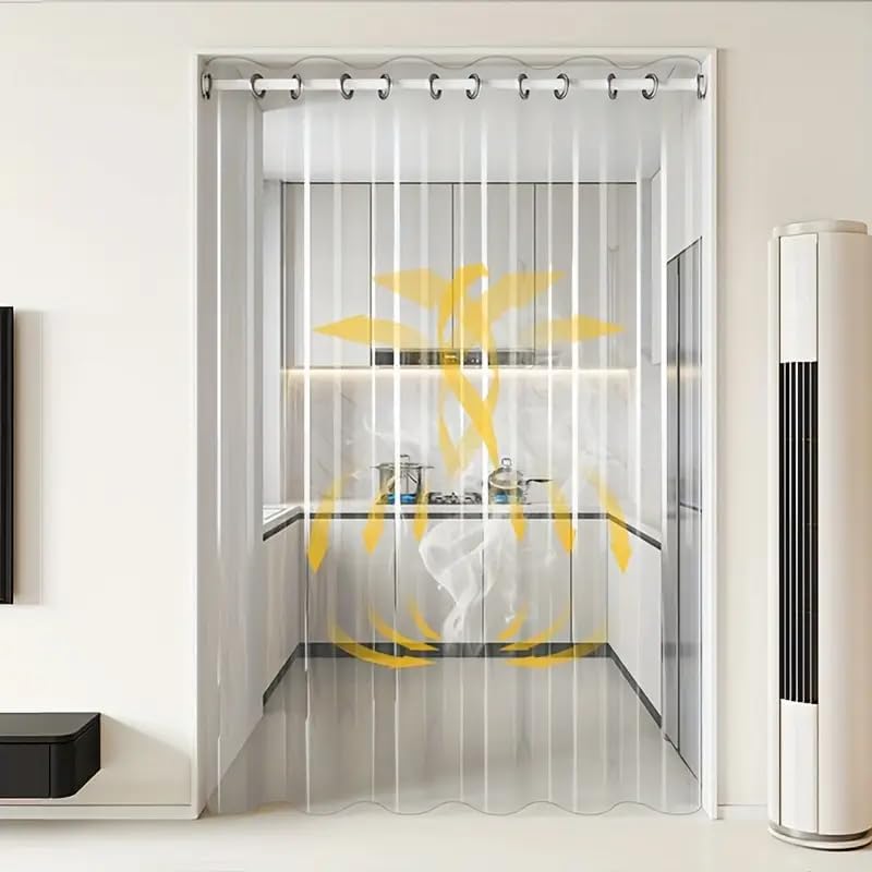 Image of Homerz PVC Pack of 2 Transparent AC Curtain | Waterproof Dust Guard | All-Season AC Protection Sheet | Clear PVC Drawer Liner & Anti-Slip Table Cover (4.5 ft Wide) (Pack of 2, 9ft)