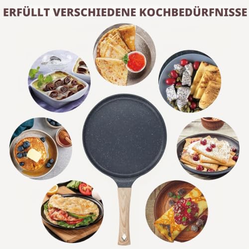Foto von Crepe Pfanne 24cm Induktion, Antihaft Pfannkuchenpfanne mit Teigverteiler